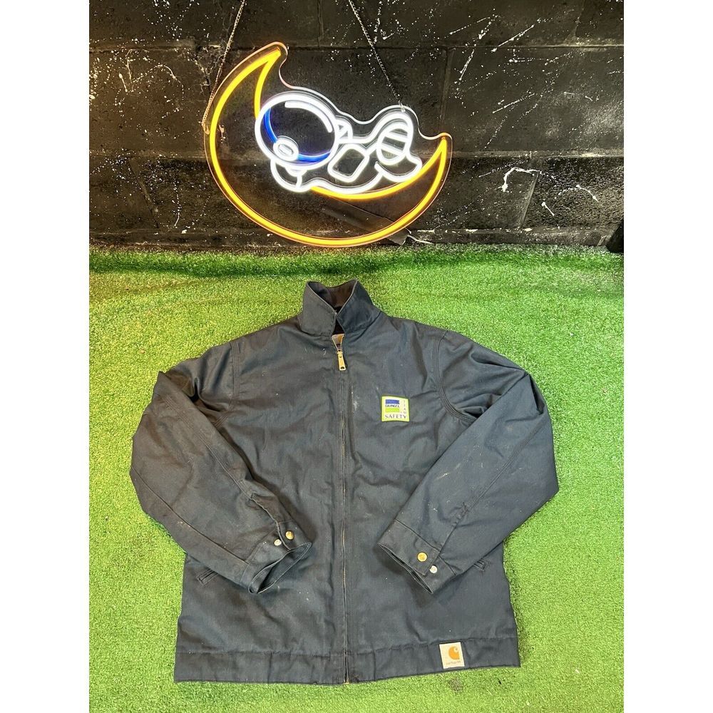 Vintage Carhartt Jacket Adult Mens Size MD Blue Canvas Workwear Embroidered Logo